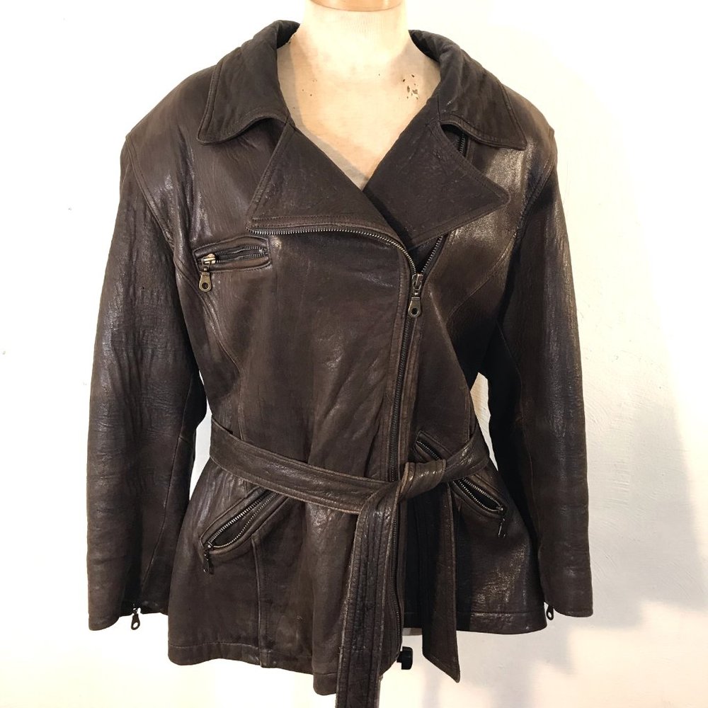 Vintage 90s soft brown leather jacket